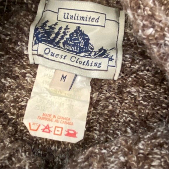 Vintage knit sweater unlimited quest clothing Canada brown white medium - Picture 2 of 5